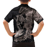 Hawaiian Tropical Plants Turtle and Shark Family Matching Summer Maxi Dress and Hawaiian Shirt Polynesian Art Tattoo Grayscale Color LT03 - Polynesian Pride