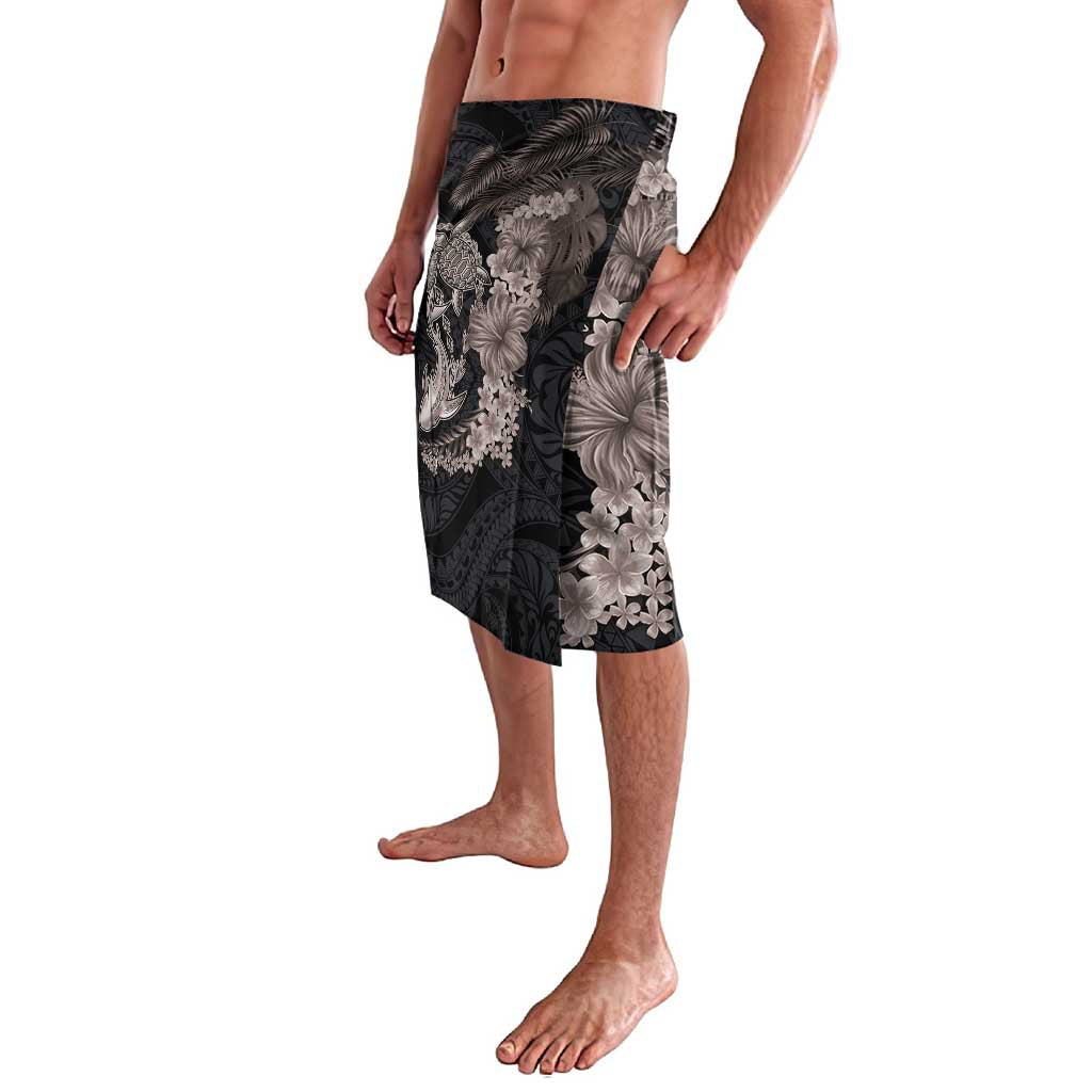 Hawaiian Tropical Plants Turtle and Shark Lavalava Polynesian Art Tattoo Grayscale Color