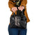 Hawaiian Tropical Plants Turtle and Shark Shoulder Handbag Polynesian Art Tattoo Grayscale Color