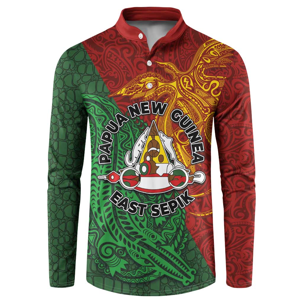 Papua New Guinea East Sepik Province Button Sweatshirt Tribal Crocodile Birds of Paradise Melanesian Tattoo
