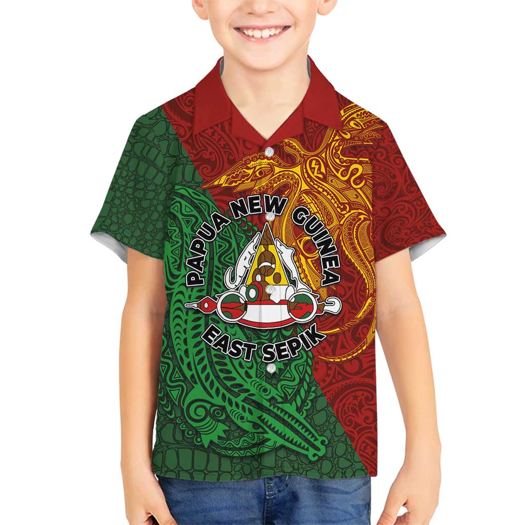 Papua New Guinea East Sepik Province Family Matching Long Sleeve Bodycon Dress and Hawaiian Shirt Tribal Crocodile Birds of Paradise Melanesian Tattoo