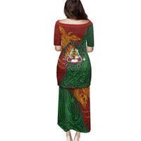 Papua New Guinea East Sepik Province Family Matching Puletasi and Hawaiian Shirt Tribal Crocodile Birds of Paradise Melanesian Tattoo