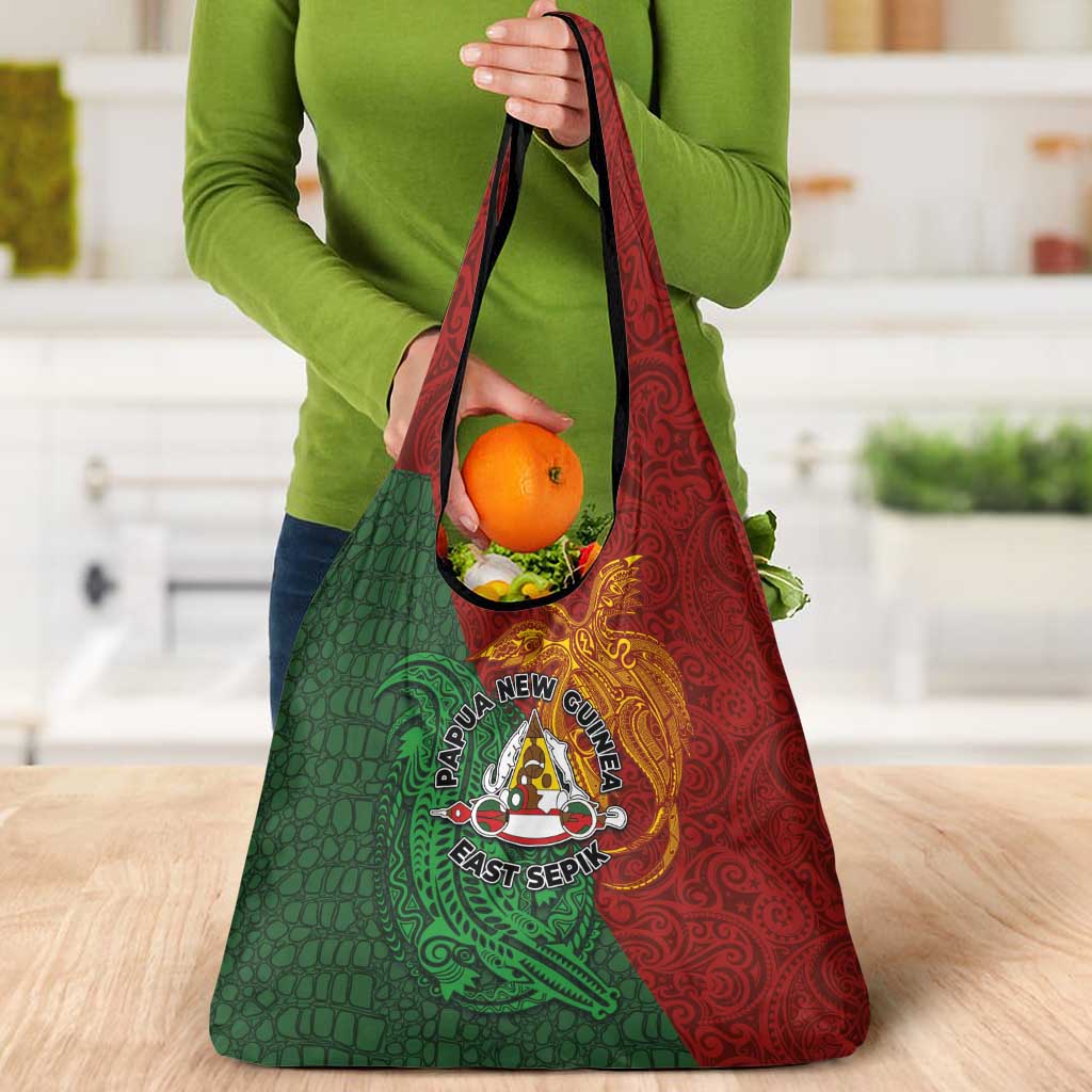 Papua New Guinea East Sepik Province Grocery Bag Tribal Crocodile Birds of Paradise Melanesian Tattoo