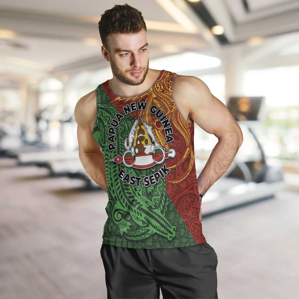 Papua New Guinea East Sepik Province Men Tank Top Tribal Crocodile Birds of Paradise Melanesian Tattoo