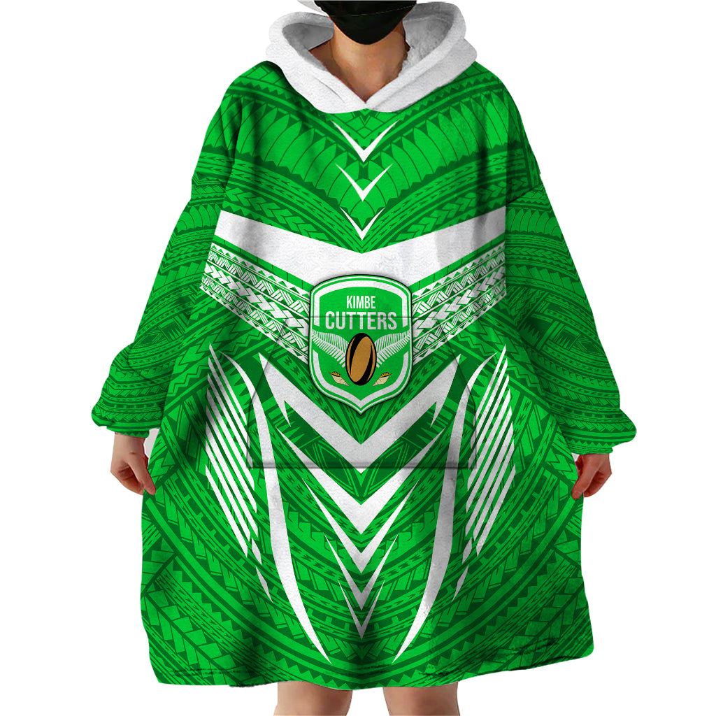 Kimbe Cutters Rugby Wearable Blanket Hoodie Papua New Guinea Polynesian Tattoo Green Version LT03 - Polynesian Pride
