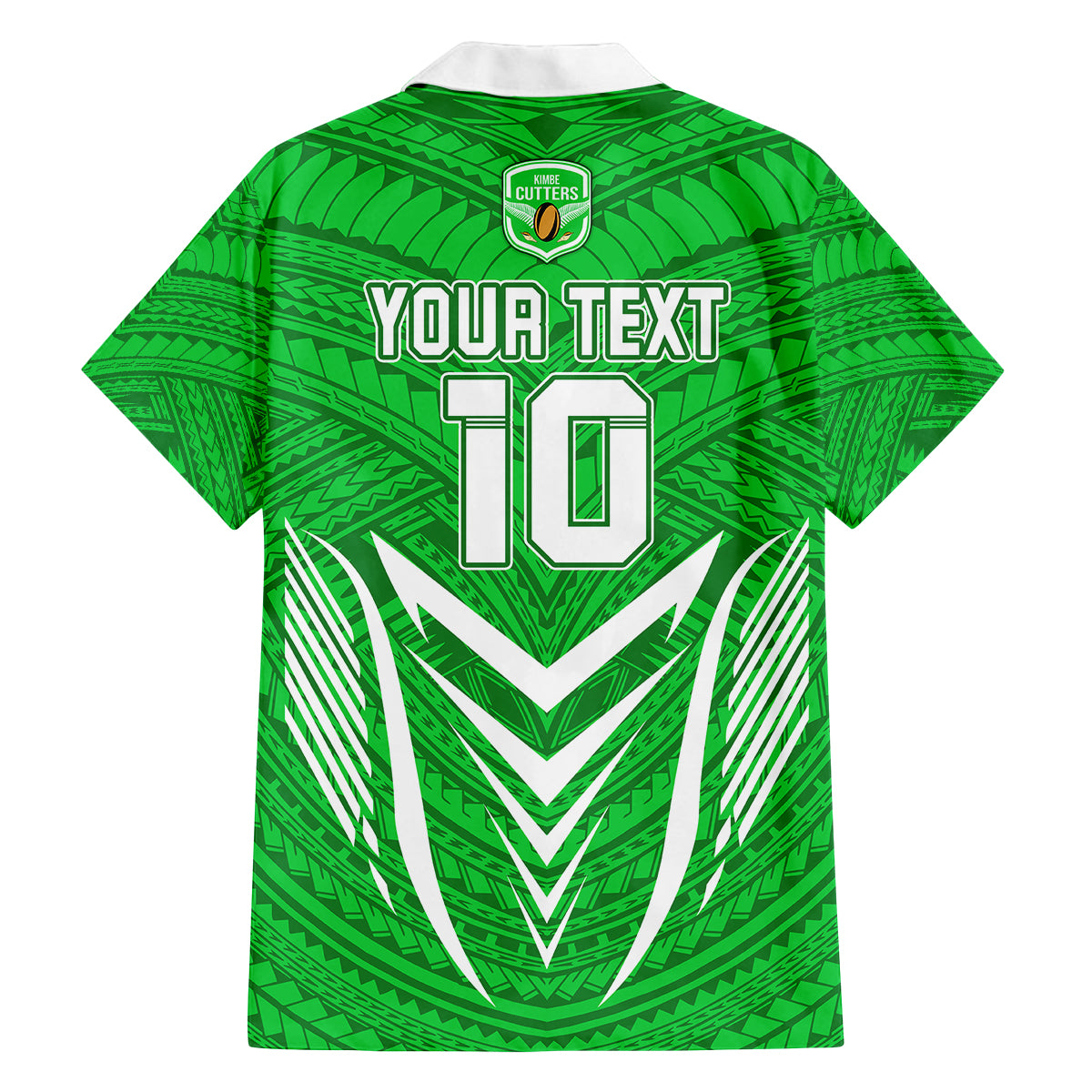 Custom Kimbe Cutters Rugby Family Matching Off Shoulder Long Sleeve Dress and Hawaiian Shirt Papua New Guinea Polynesian Tattoo Green Version LT03 - Polynesian Pride