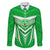 Custom Kimbe Cutters Rugby Family Matching Puletasi Dress and Hawaiian Shirt Papua New Guinea Polynesian Tattoo Green Version LT03 Dad's Shirt - Long Sleeve Green - Polynesian Pride