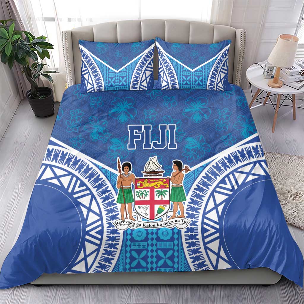 Fiji Day Bedding Set Fijian Masi Tribal Hibiscus Tattoo and Tapa Pattern