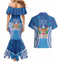 Fiji Day Couples Matching Mermaid Dress and Hawaiian Shirt Fijian Masi Tribal Hibiscus Tattoo and Tapa Pattern LT03 - Polynesian Pride