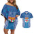 Fiji Day Couples Matching Off Shoulder Short Dress and Hawaiian Shirt Fijian Masi Tribal Hibiscus Tattoo and Tapa Pattern