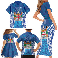 Fiji Day Family Matching Short Sleeve Bodycon Dress and Hawaiian Shirt Fijian Masi Tribal Hibiscus Tattoo and Tapa Pattern LT03 - Polynesian Pride