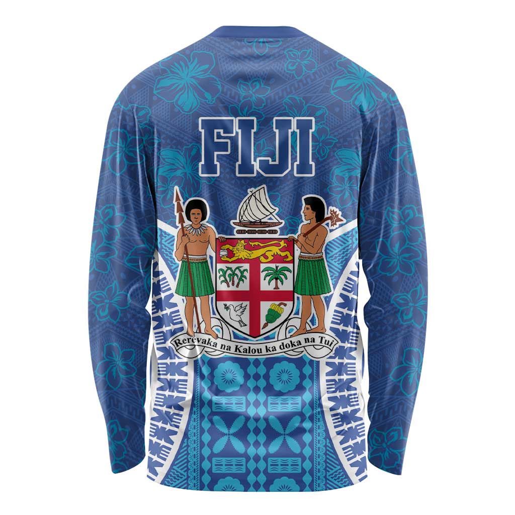 Fiji Day Long Sleeve Shirt Fijian Masi Tribal Hibiscus Tattoo and Tapa Pattern