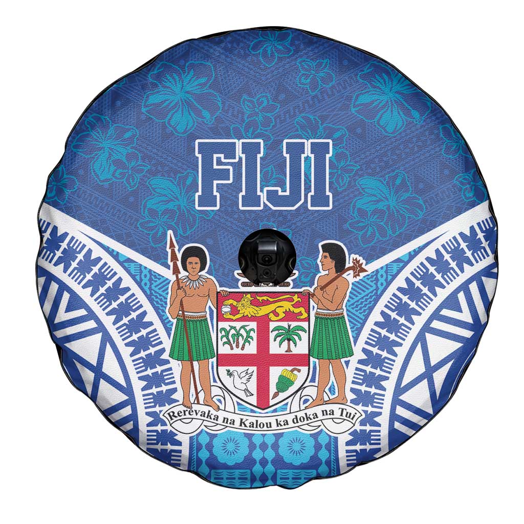 Fiji Day Spare Tire Cover Fijian Masi Tribal Hibiscus Tattoo and Tapa Pattern