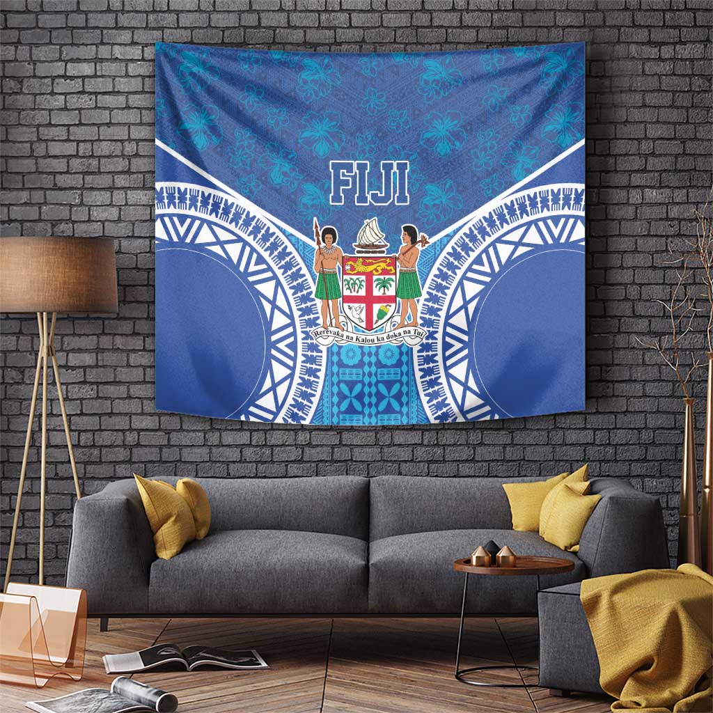 Fiji Day Tapestry Fijian Masi Tribal Hibiscus Tattoo and Tapa Pattern