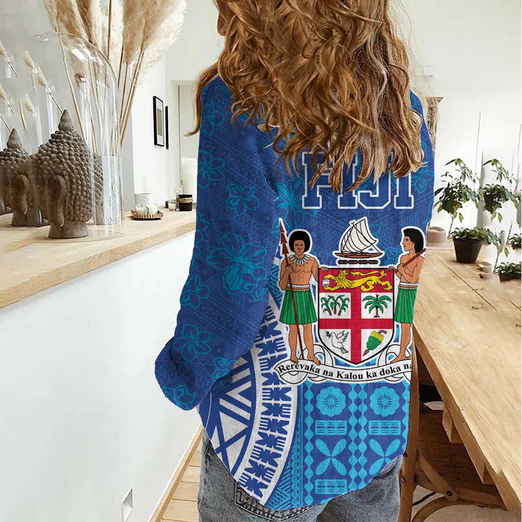 Fiji Day Women Casual Shirt Fijian Masi Tribal Hibiscus Tattoo and Tapa Pattern LT03 - Polynesian Pride