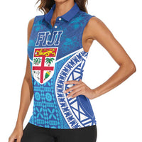 Fiji Day Women Sleeveless Polo Shirt Fijian Masi Tribal Hibiscus Tattoo and Tapa Pattern LT03 - Polynesian Pride