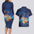 Polynesian Scuba Diving Couples Matching Long Sleeve Bodycon Dress and Hawaiian Shirt Honu with Hibiscus and Plumeria Flower and Tapa Tribal Pattern
