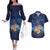 Polynesian Scuba Diving Couples Matching Off The Shoulder Long Sleeve Dress and Hawaiian Shirt Honu with Hibiscus and Plumeria Flower and Tapa Tribal Pattern
