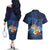 Polynesian Scuba Diving Couples Matching Off The Shoulder Long Sleeve Dress and Hawaiian Shirt Honu with Hibiscus and Plumeria Flower and Tapa Tribal Pattern