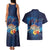 Polynesian Scuba Diving Couples Matching Tank Maxi Dress and Hawaiian Shirt Honu with Hibiscus and Plumeria Flower and Tapa Tribal Pattern