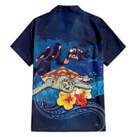 Polynesian Scuba Diving Family Matching Long Sleeve Bodycon Dress and Hawaiian Shirt Honu with Hibiscus and Plumeria Flower and Tapa Tribal Pattern LT03 - Polynesian Pride