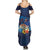 Polynesian Scuba Diving Summer Maxi Dress Honu with Hibiscus and Plumeria Flower and Tapa Tribal Pattern