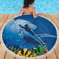 Polynesian Scuba Diving Beach Blanket Beauty Corals with Underwater and Polynesian Pattern
