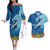 Polynesian Scuba Diving Couples Matching Off The Shoulder Long Sleeve Dress and Hawaiian Shirt Beauty Corals with Underwater and Polynesian Pattern