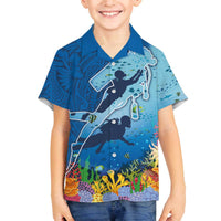Polynesian Scuba Diving Family Matching Puletasi and Hawaiian Shirt Beauty Corals with Underwater and Polynesian Pattern