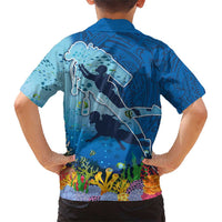 Polynesian Scuba Diving Family Matching Short Sleeve Bodycon Dress and Hawaiian Shirt Beauty Corals with Underwater and Polynesian Pattern LT03 - Polynesian Pride