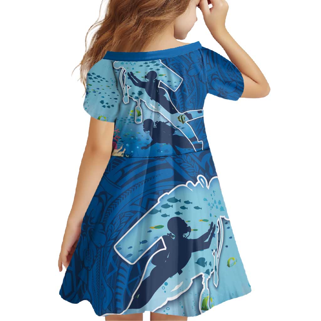 Polynesian Scuba Diving Family Matching Short Sleeve Bodycon Dress and Hawaiian Shirt Beauty Corals with Underwater and Polynesian Pattern LT03 - Polynesian Pride