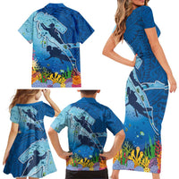 Polynesian Scuba Diving Family Matching Short Sleeve Bodycon Dress and Hawaiian Shirt Beauty Corals with Underwater and Polynesian Pattern LT03 - Polynesian Pride