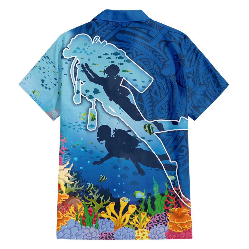 Polynesian Scuba Diving Family Matching Short Sleeve Bodycon Dress and Hawaiian Shirt Beauty Corals with Underwater and Polynesian Pattern LT03 - Polynesian Pride