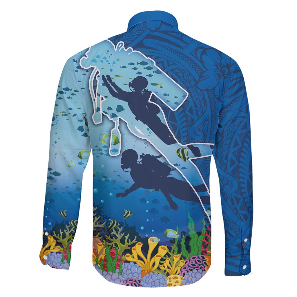 Polynesian Scuba Diving Family Matching Short Sleeve Bodycon Dress and Hawaiian Shirt Beauty Corals with Underwater and Polynesian Pattern LT03 - Polynesian Pride