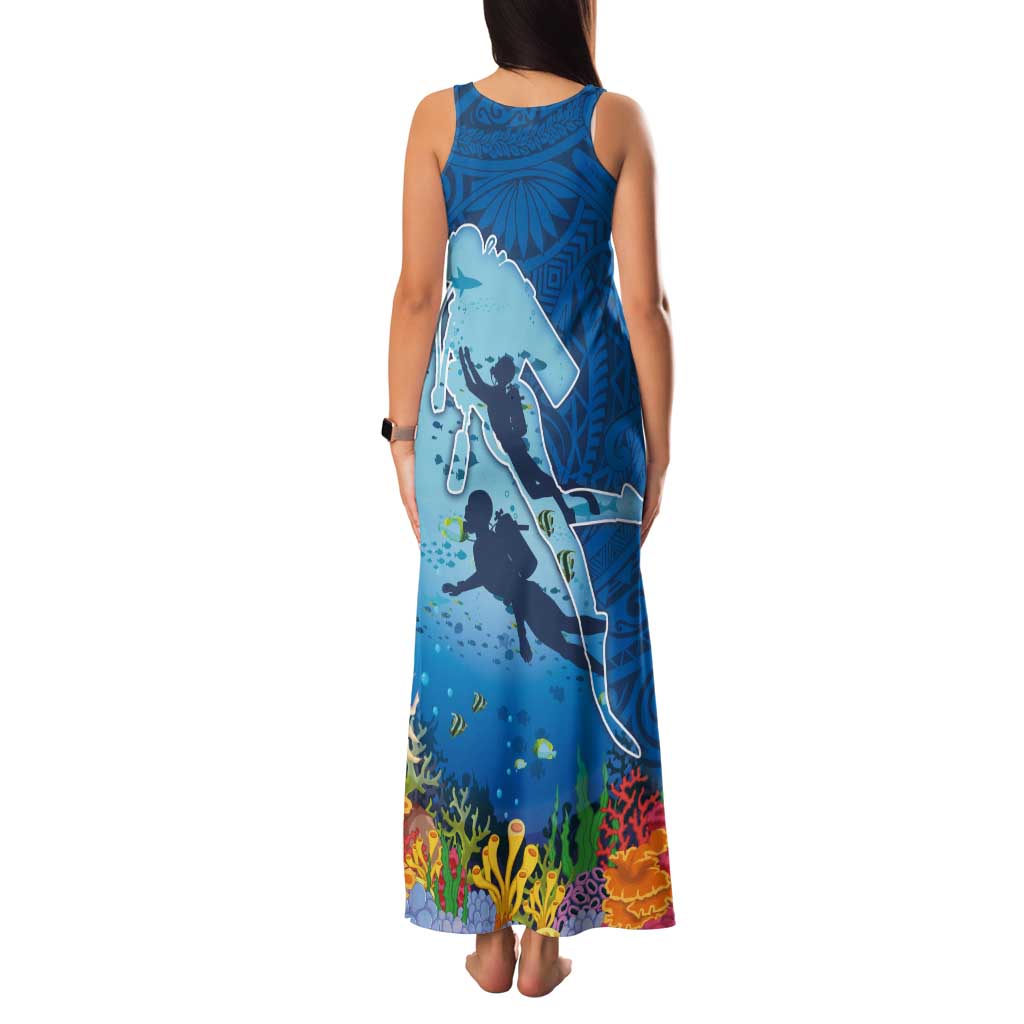Polynesian Scuba Diving Family Matching Tank Maxi Dress and Hawaiian Shirt Beauty Corals with Underwater and Polynesian Pattern