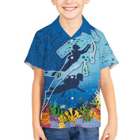 Polynesian Scuba Diving Kid Hawaiian Shirt Beauty Corals with Underwater and Polynesian Pattern