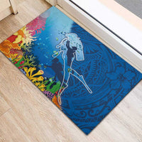 Polynesian Scuba Diving Rubber Doormat Beauty Corals with Underwater and Polynesian Pattern