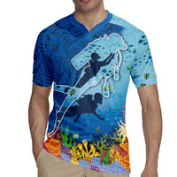 Polynesian Scuba Diving Rugby Jersey Beauty Corals with Underwater and Polynesian Pattern