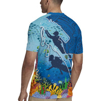 Polynesian Scuba Diving Rugby Jersey Beauty Corals with Underwater and Polynesian Pattern