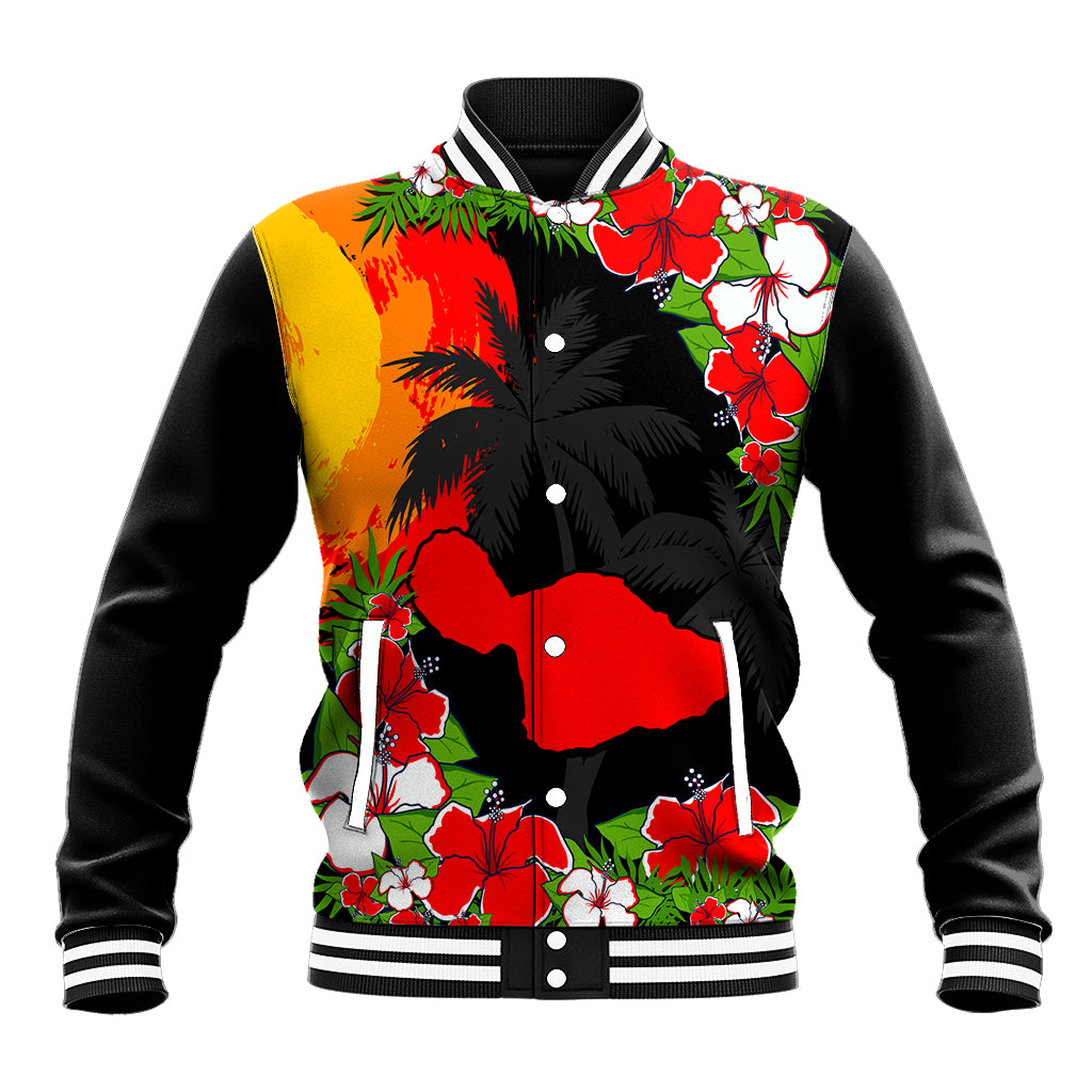 Hawaii Maui Island Baseball Jacket Maui Map With Tropical Forest Sunset Vibe LT03 Unisex Black - Polynesian Pride