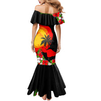 Hawaii Maui Island Family Matching Mermaid Dress and Hawaiian Shirt Maui Map With Tropical Forest Sunset Vibe LT03 - Polynesian Pride