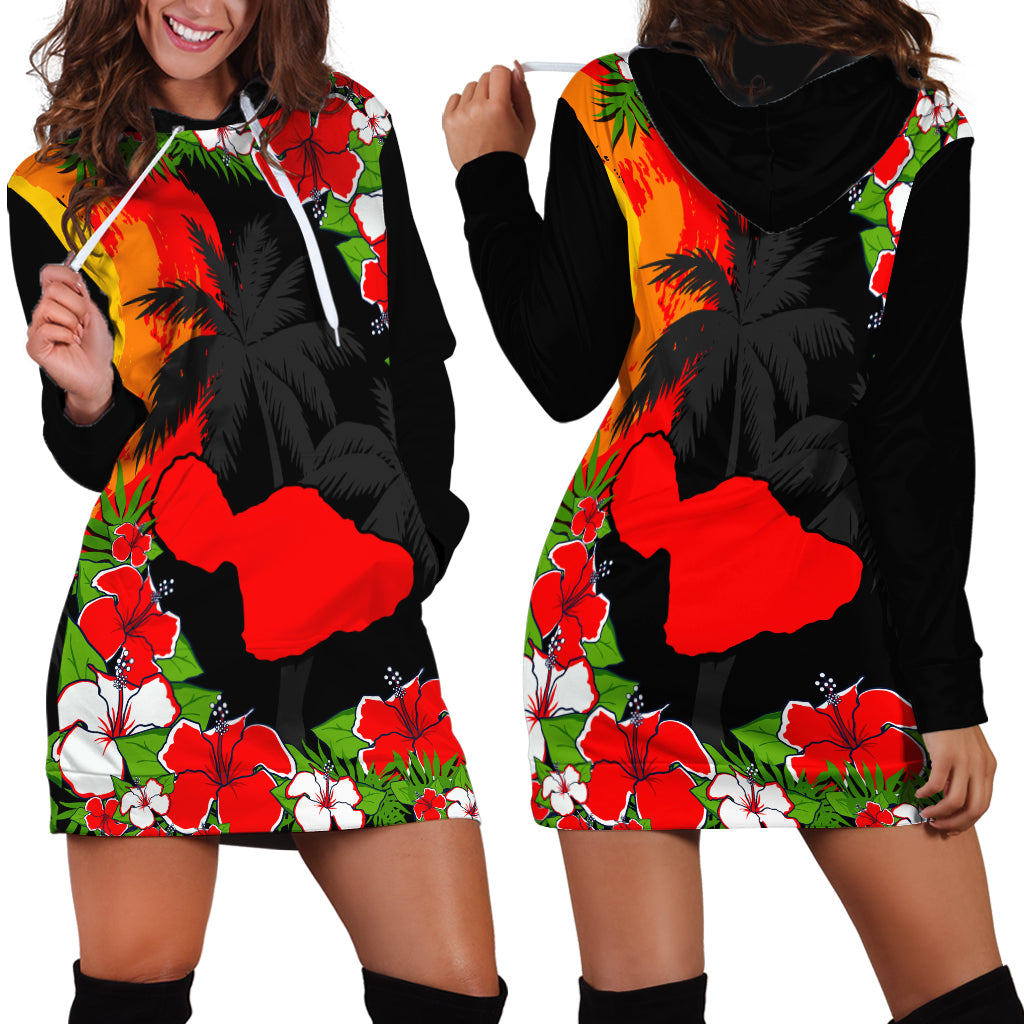 Hawaii Maui Island Hoodie Dress Maui Map With Tropical Forest Sunset Vibe LT03 - Polynesian Pride