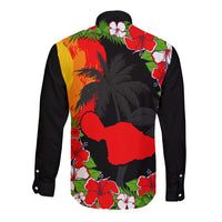 Hawaii Maui Island Long Sleeve Button Shirt Maui Map With Tropical Forest Sunset Vibe LT03 - Polynesian Pride