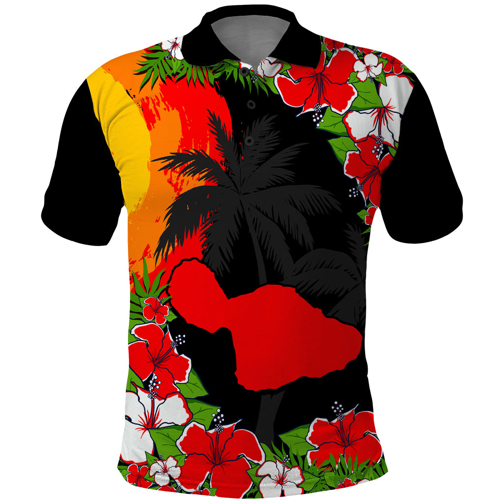 Hawaii Maui Island Polo Shirt Maui Map With Tropical Forest Sunset Vibe LT03 Black - Polynesian Pride