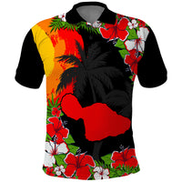 Hawaii Maui Island Polo Shirt Maui Map With Tropical Forest Sunset Vibe LT03 Black - Polynesian Pride