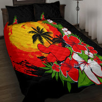 Hawaii Maui Island Quilt Bed Set Maui Map With Tropical Forest Sunset Vibe LT03 - Polynesian Pride