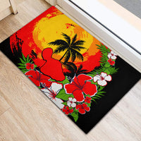 Hawaii Maui Island Rubber Doormat Maui Map With Tropical Forest Sunset Vibe LT03 - Polynesian Pride