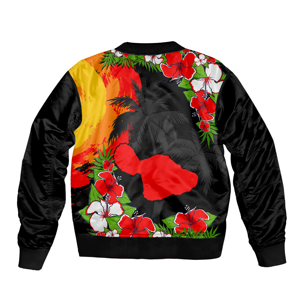 Hawaii Maui Island Sleeve Zip Bomber Jacket Maui Map With Tropical Forest Sunset Vibe LT03 - Polynesian Pride