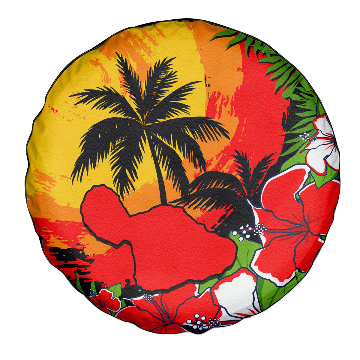 Hawaii Maui Island Spare Tire Cover Maui Map With Tropical Forest Sunset Vibe LT03 Black - Polynesian Pride