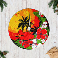 Hawaii Maui Island Tree Skirt Maui Map With Tropical Forest Sunset Vibe LT03 Black - Polynesian Pride